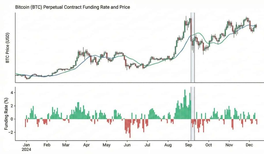 نمودار تغییرات نرخ تأمین مالی در کنار قیمت قرارداد پرپچوال