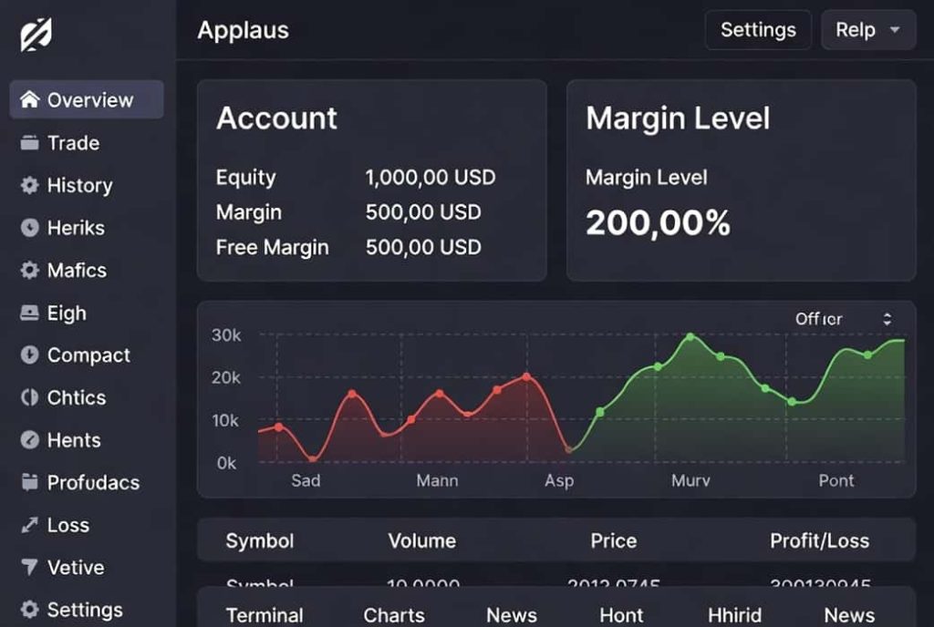 تصویر داشبورد حساب برای مدیریت ریسک در معاملات مارجین