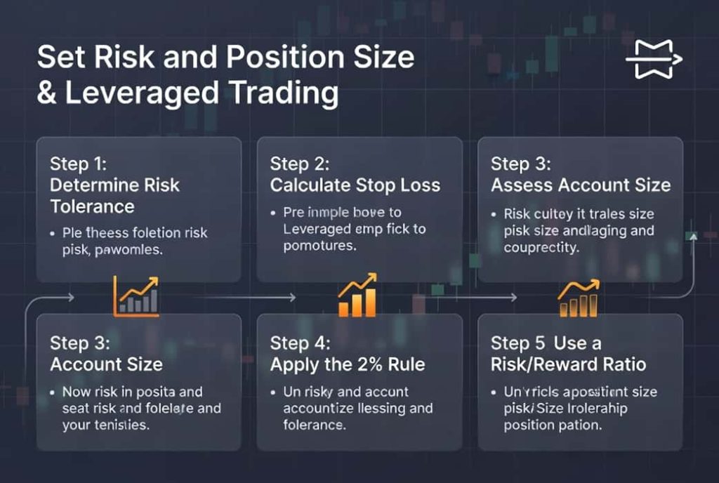 اینفوگرافیک مراحل مدیریت ریسک و تعیین حجم پوزیشن در معاملات مارجین