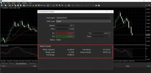 نمونه نمایش مارجین و حجم معامله در پلتفرم فارکس
