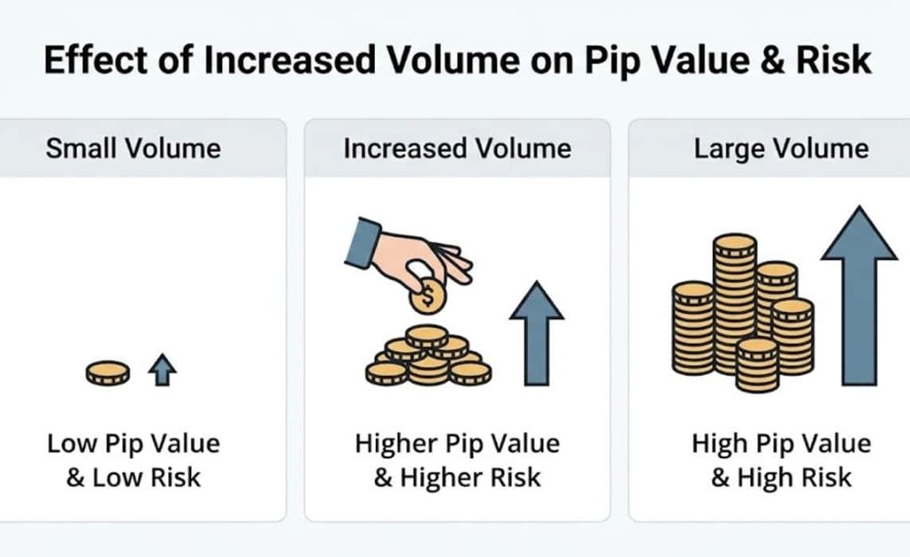 نمودار تاثیر افزایش لات سایز بر ریسک در معاملات اهرمی