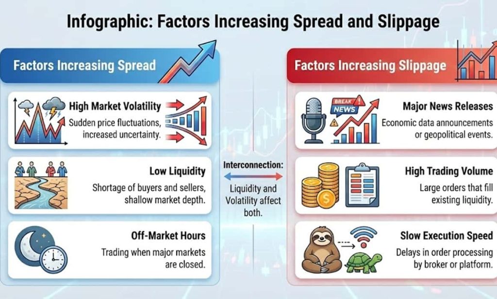 عوامل افزایش اسپرد و اسلیپیج در معاملات فارکس