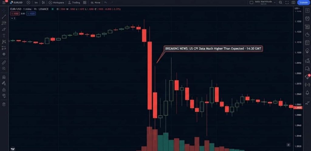 نوسان شدید بازار در زمان اخبار فارکس