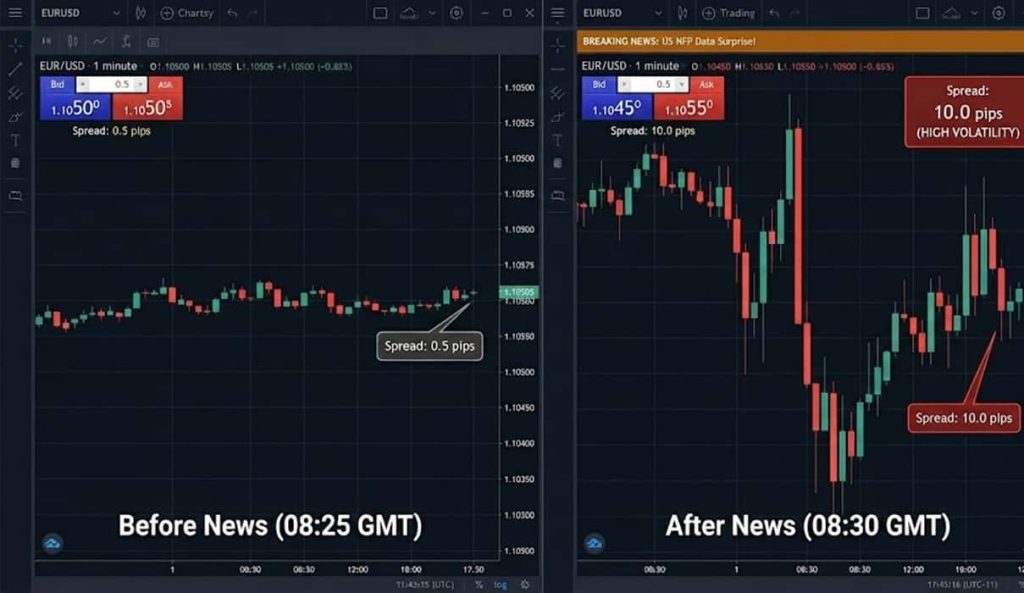 واید شدن اسپرد در زمان خبر در فارکس