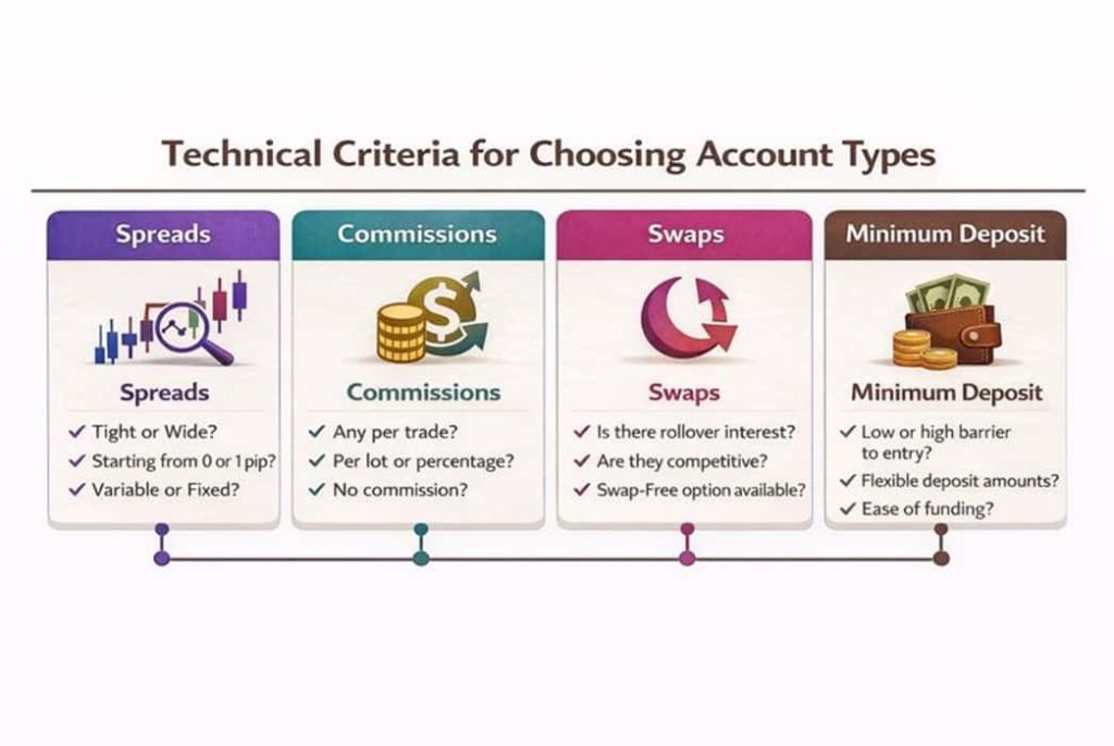 معیارهای فنی برای انتخاب انواع حساب معاملاتی