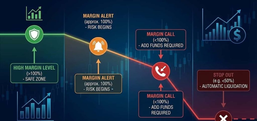 اینفوگرافیک افت مارجین لول و ارتباط آن با کال مارجین و استاپ اوت