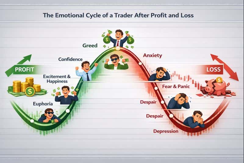 چرخه احساسات در معامله‌گری و اهمیت کنترل ترس و طمع