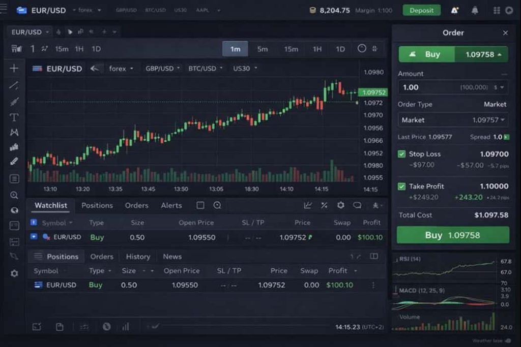 تمرین روی پلتفرم معاملاتی با حساب دمو در بازار فارکس