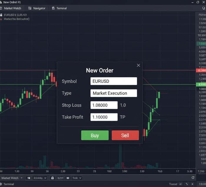 اجرای سفارش در متاتریدر ۵ همراه با حد ضرر و حد سود
