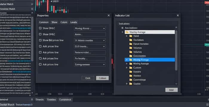 تنظیم چارت در MT5 و اضافه کردن اندیکاتورهای کاربردی