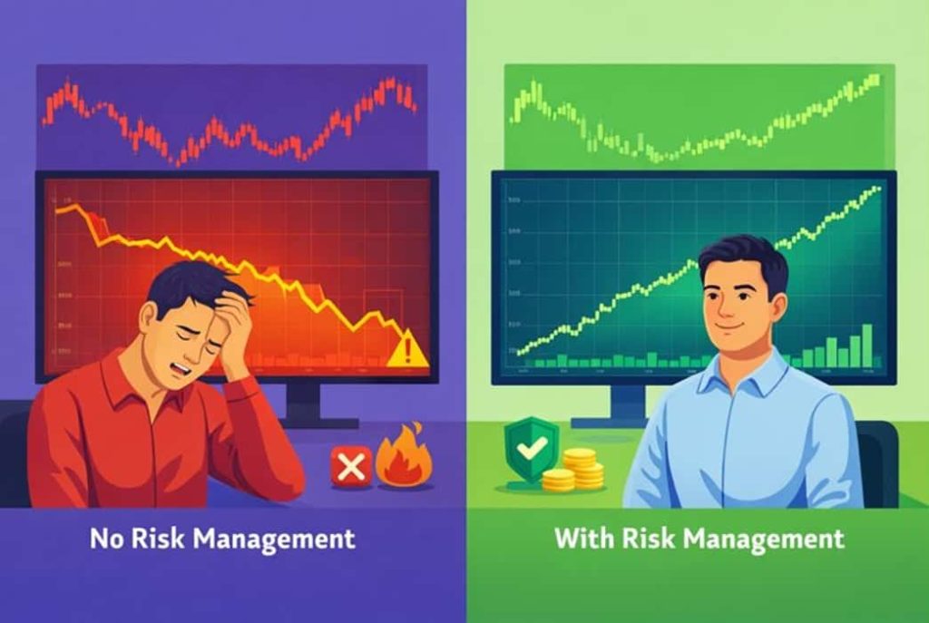 مقایسه معامله‌گران با و بدون مدیریت ریسک