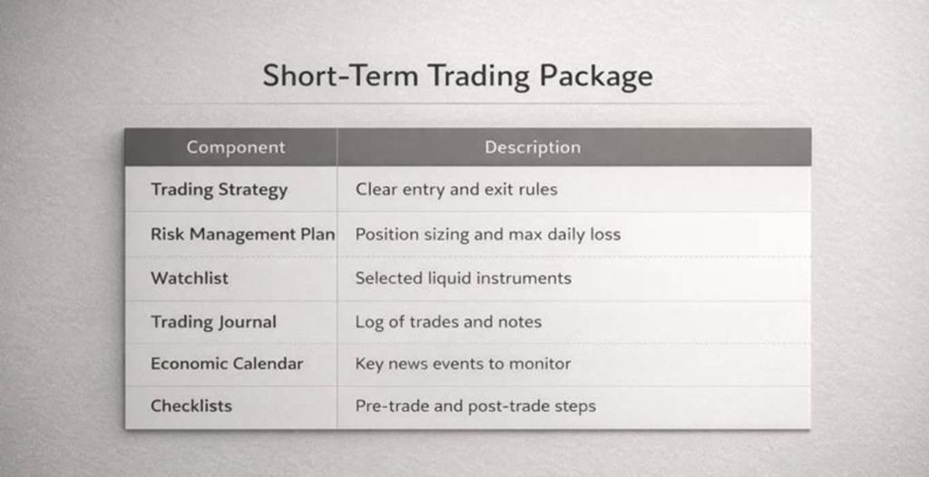 اجزای استاندارد یک بسته ترید کوتاه‌مدت